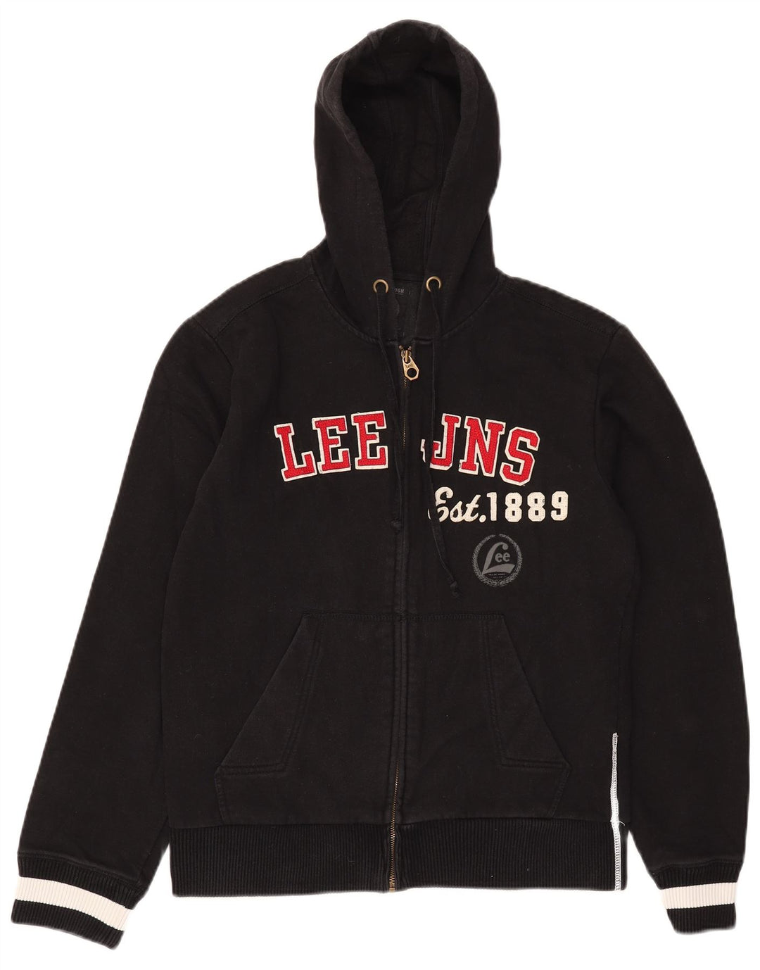 Lee Mens Graphic Zip Hoodie Sweater Large Black Cotton