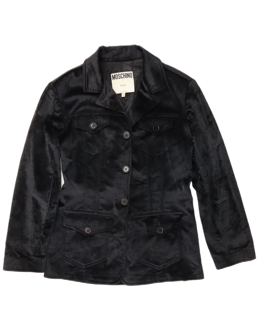 Moschino Womens Velvet Blazer Jacket UK 12 Medium Black