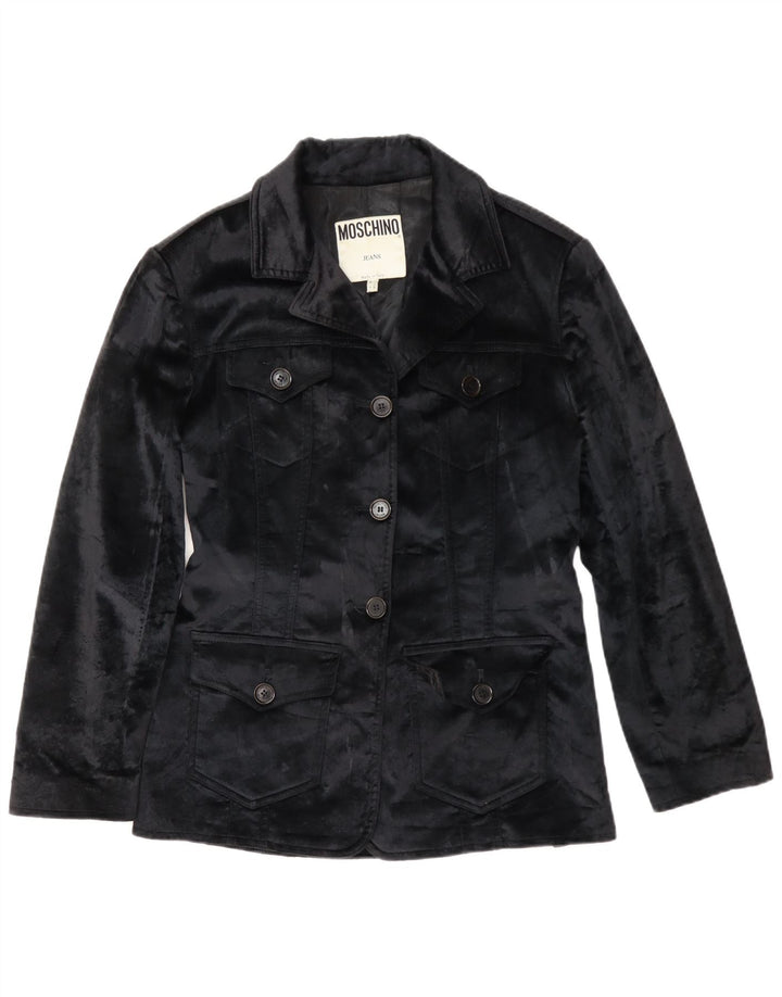 Moschino Womens Velvet Blazer Jacket UK 12 Medium Black