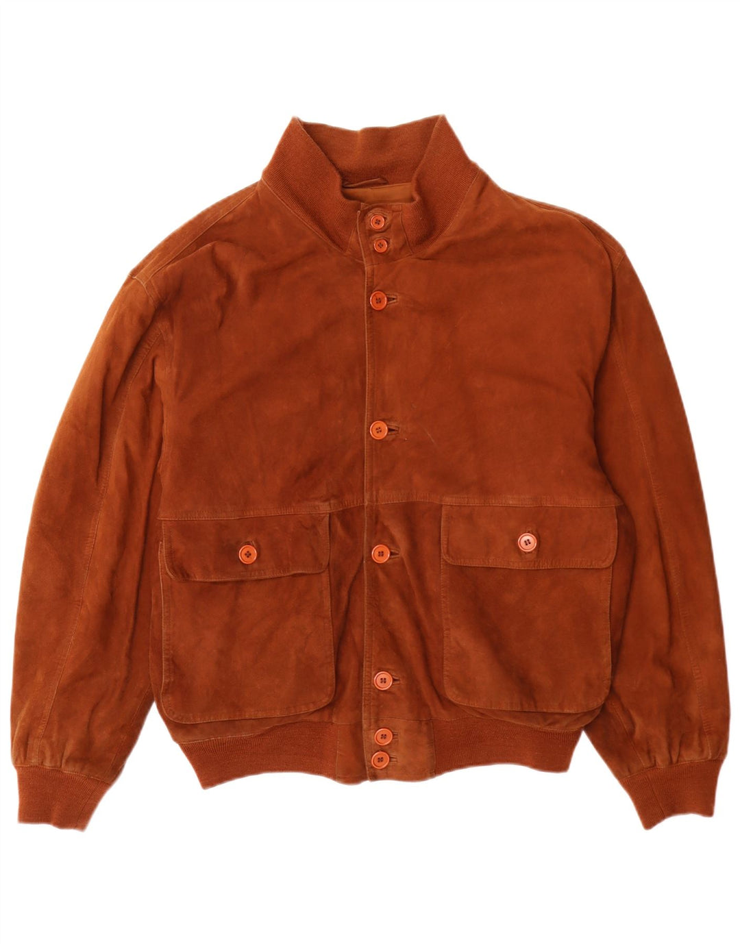 Pelle Moda Mens Suede Bomber Jacket IT 48 Medium Brown