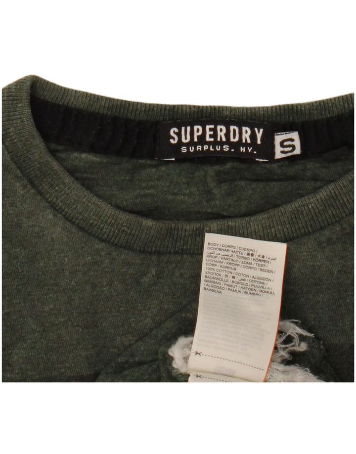 SUPERDRY Mens Graphic T-Shirt Top Small Khaki Cotton