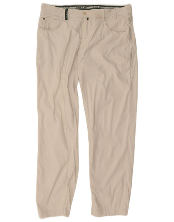 Chervo Mens Straight Casual Trousers W34 L29 Beige