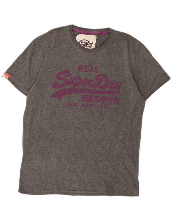 Superdry Mens Graphic T-Shirt Top XL Grey Cotton