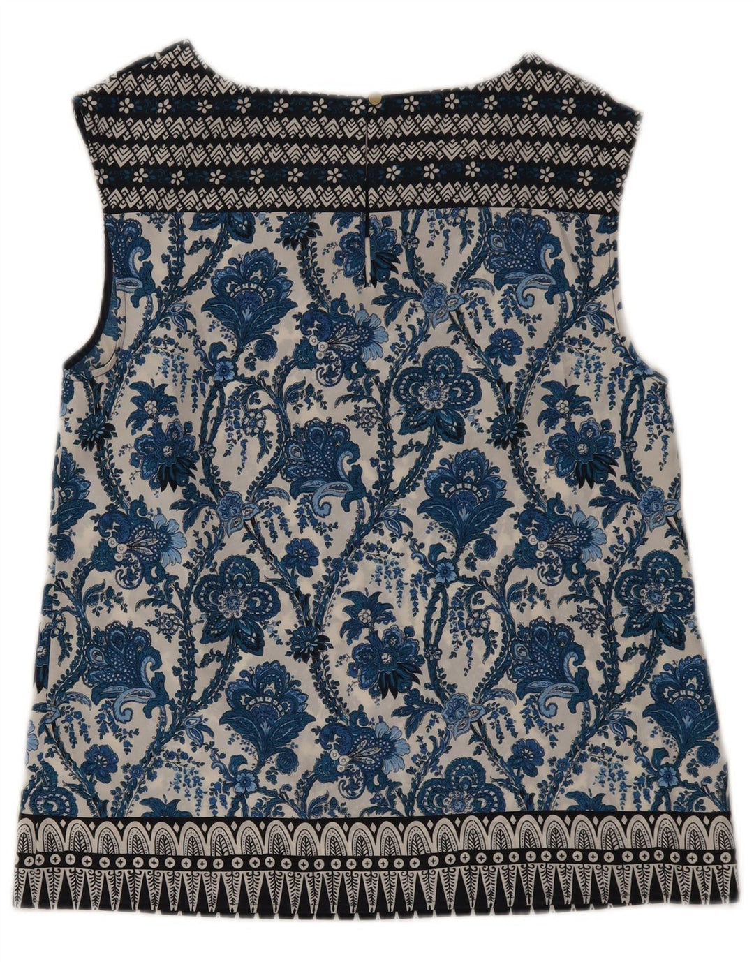 Oasis Womens Sleeveless Blouse Top UK 12 Medium  Blue Floral Polyester