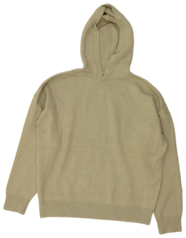 Zara Mens Hooded Jumper Sweater Medium Khaki Viscose