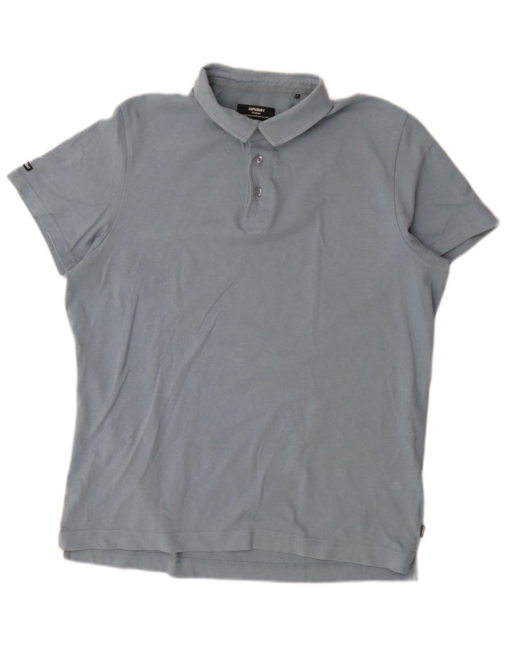 Superdry Mens Polo Shirt 2XL Blue Cotton