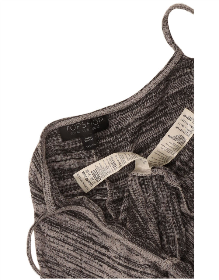 Topshop Womens Sleeveless Jumpsuit UK 12 Medium Grey Striped Viscose