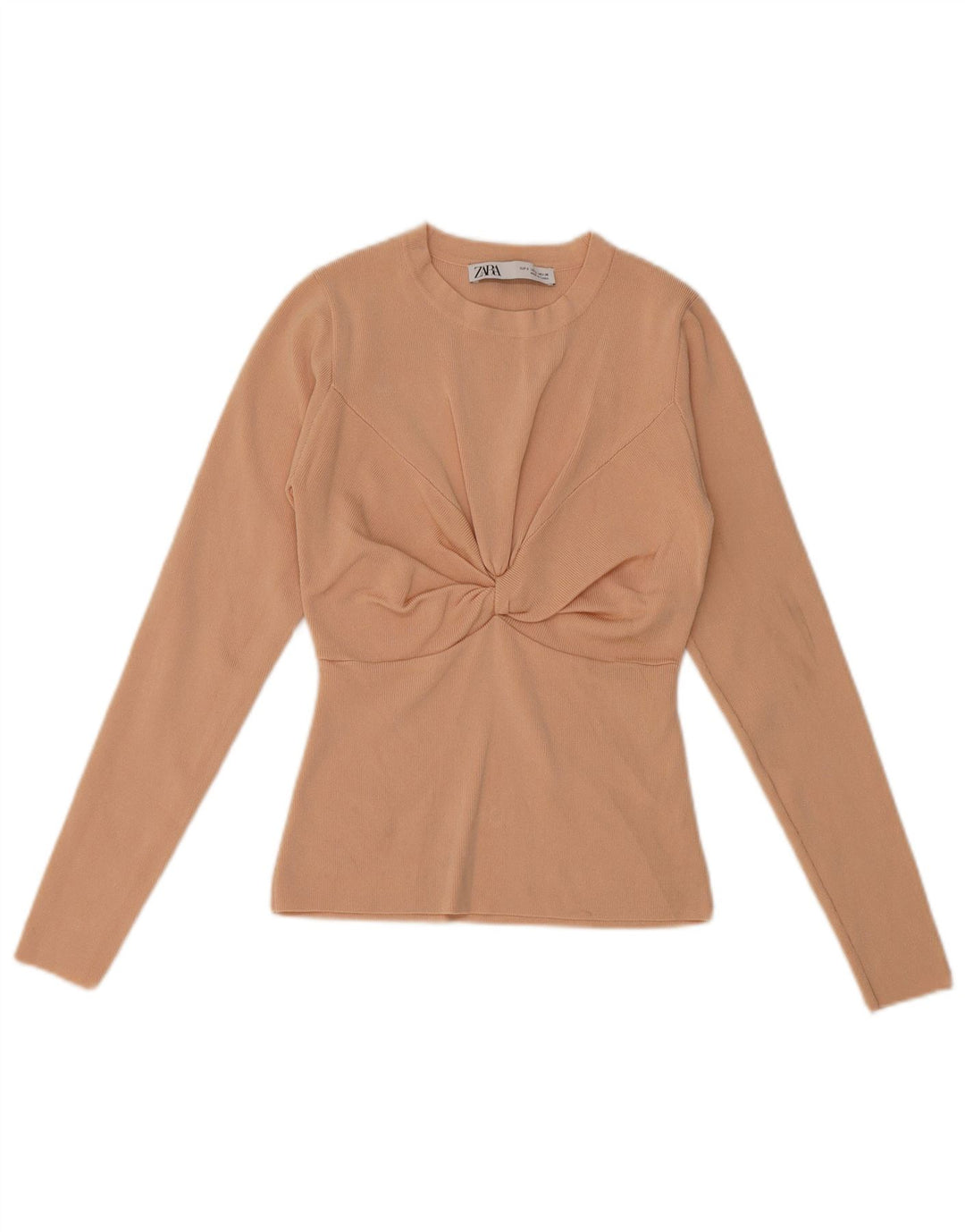 Zara Womens Top Long Sleeve UK 8 Small Beige Viscose