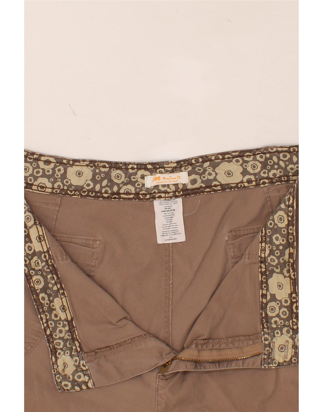LEE Womens Straight Capri Trousers US 24 4XL W44 L21 Brown Cotton Vintage Lee and Second-Hand Lee from Messina Hembry 