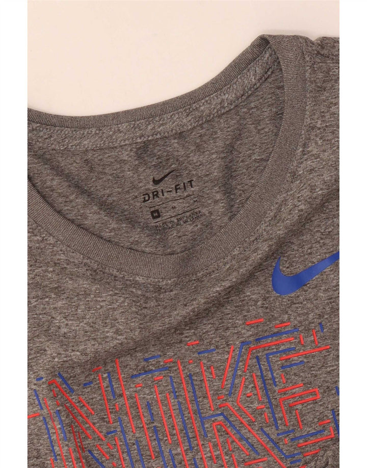 Nike Womens Dri Fit Graphic T-Shirt Top UK 14 Medium Grey