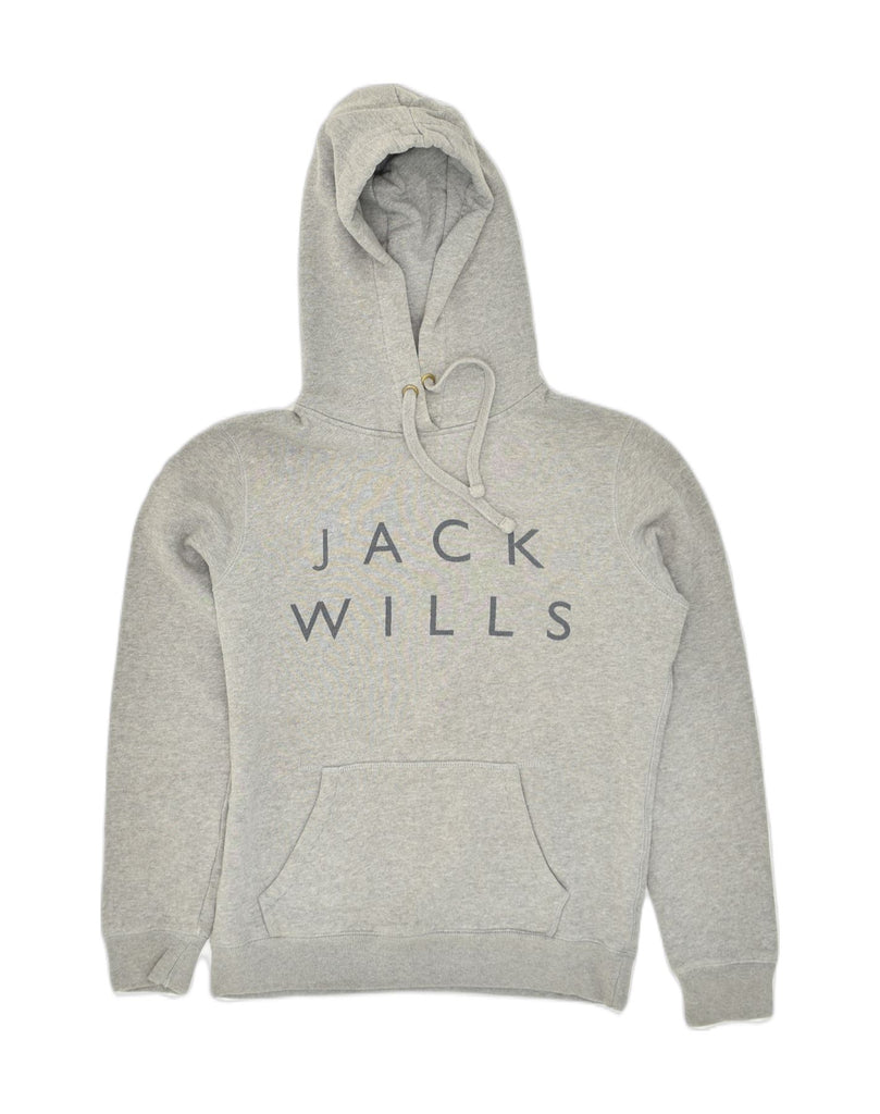 JACK WILLS Womens Graphic Hoodie Jumper UK 8 Small  Grey Cotton | Vintage Jack Wills | Thrift | Second-Hand Jack Wills | Used Clothing | Messina Hembry 