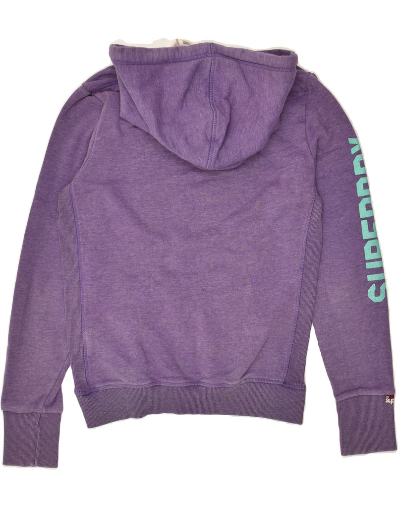 SUPERDRY Womens Graphic Hoodie Jumper UK 14 Large Purple Cotton | Vintage Superdry | Thrift | Second-Hand Superdry | Used Clothing | Messina Hembry 