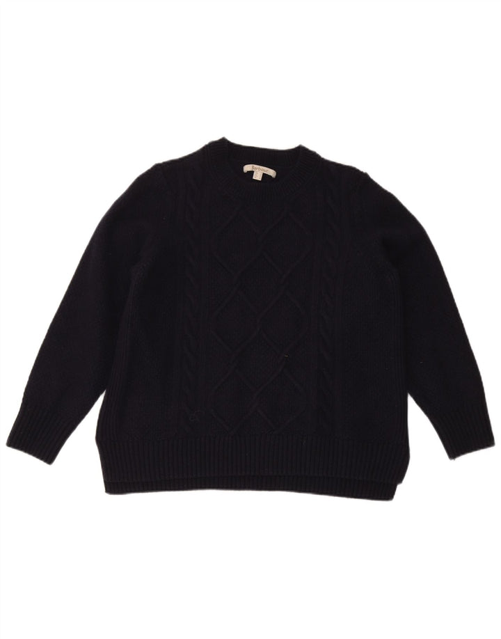 Barbour Womens Crew Neck Jumper Sweater UK 14 Large Navy Blue Wool