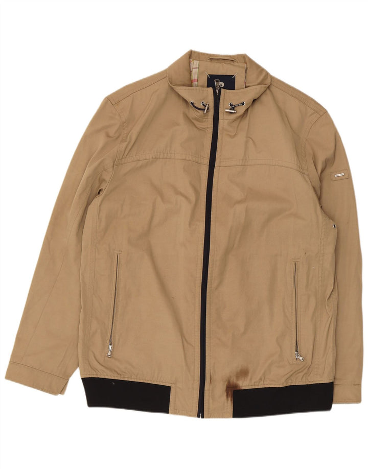 Pierre Cardin Mens Bomber Jacket IT 54 2XL Beige Polyester