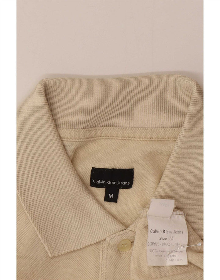 Calvin Klein Jeans Mens Polo Shirt Medium Beige Cotton