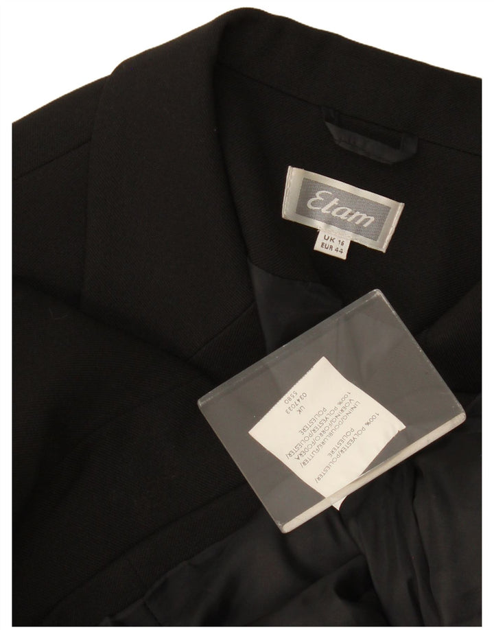 Etam Womens 3 Button Blazer Jacket UK 16 Large Black Polyester