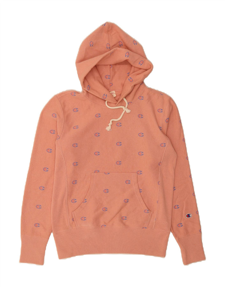 CHAMPION Mens Graphic Hoodie Jumper Small Pink Cotton Vintage Champion and Second-Hand Champion from Messina Hembry 
