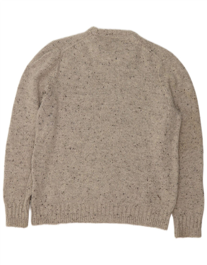 Fat Face Mens Crew Neck Jumper Sweater Large Grey Flecked Wool