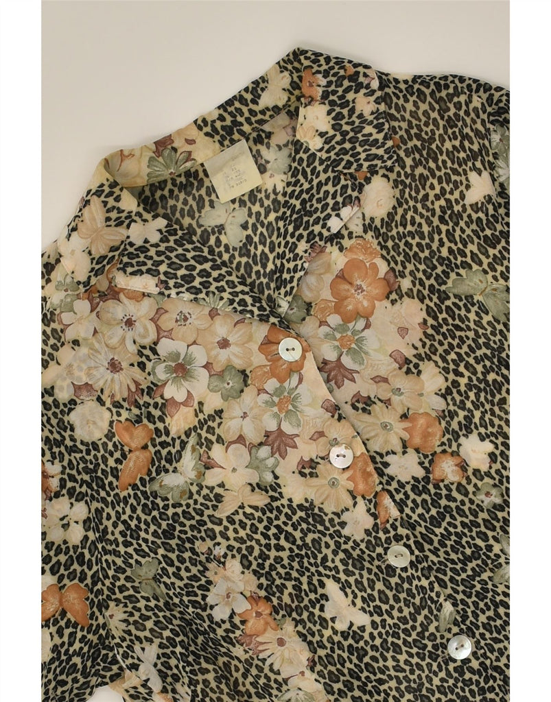 VINTAGE Womens Short Sleeve Shirt IT 44 Medium Beige Floral | Vintage Vintage | Thrift | Second-Hand Vintage | Used Clothing | Messina Hembry 