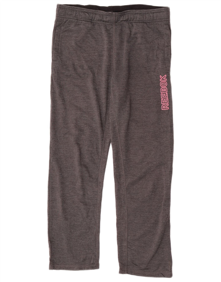 Reebok Mens Graphic Tracksuit Trousers Medium Grey Polyester