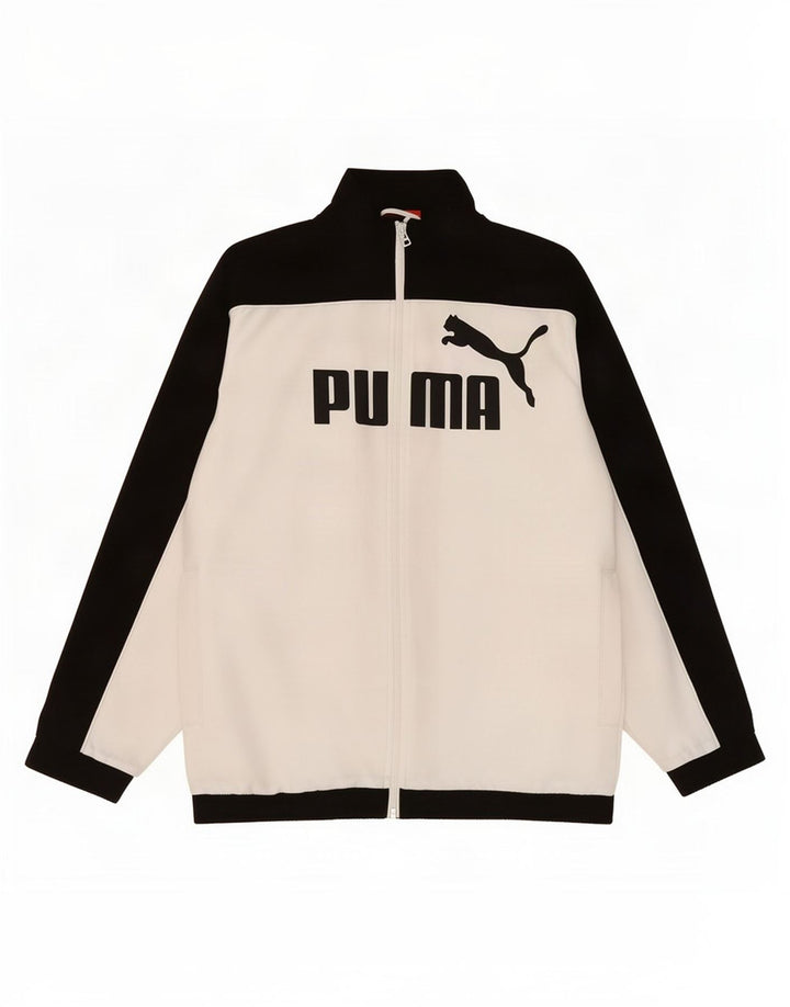 Puma Boys Graphic Tracksuit Top Jacket 13-14 Years White Colourblock