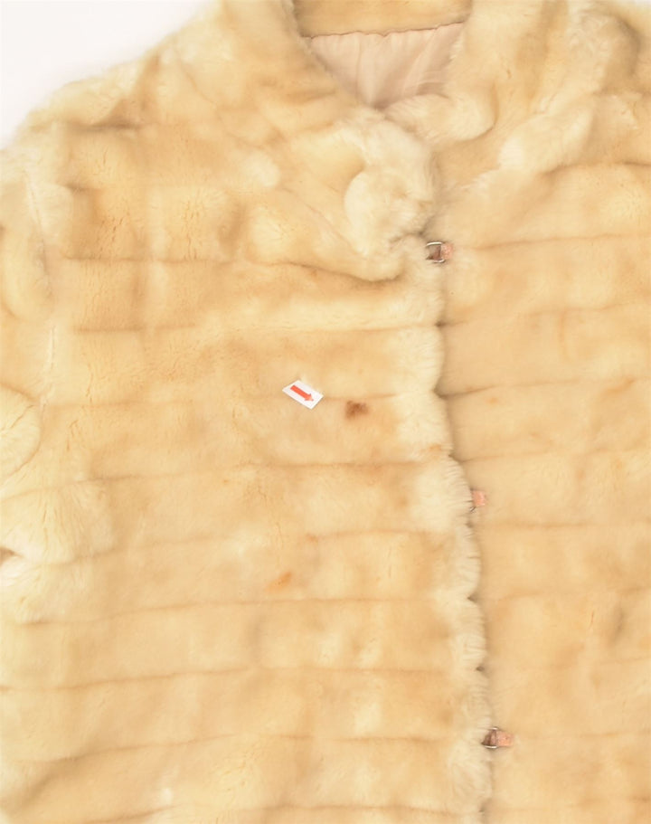 VINTAGE Womens Faux Fur Overcoat UK 12 Medium Beige | Vintage Vintage | Thrift | Second-Hand Vintage | Used Clothing | Messina Hembry 