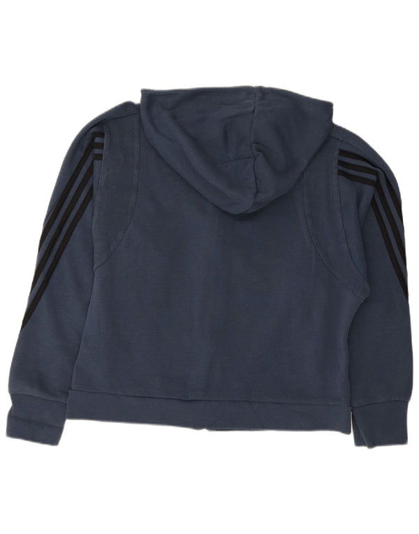 Adidas Womens Zip Hoodie Sweater UK 12/14 Medium Navy Blue Cotton