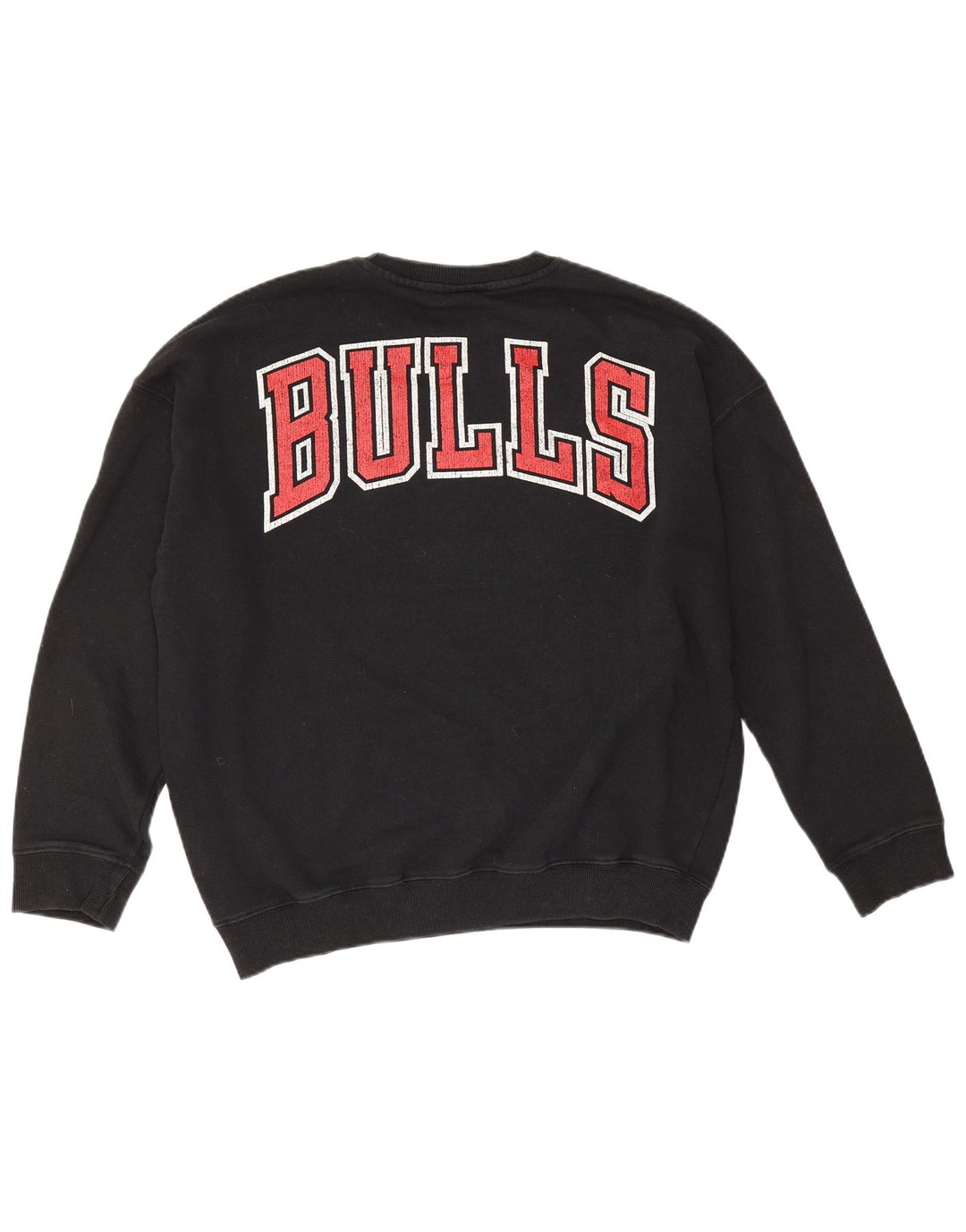 NBA Mens Chicago Bulls Graphic Oversized Sweatshirt Jumper Small Black