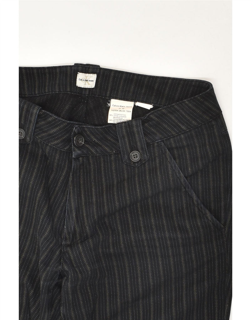 CALVIN KLEIN Womens Straight Casual Trousers W32 L32  Black Striped Cotton | Vintage Calvin Klein | Thrift | Second-Hand Calvin Klein | Used Clothing | Messina Hembry 