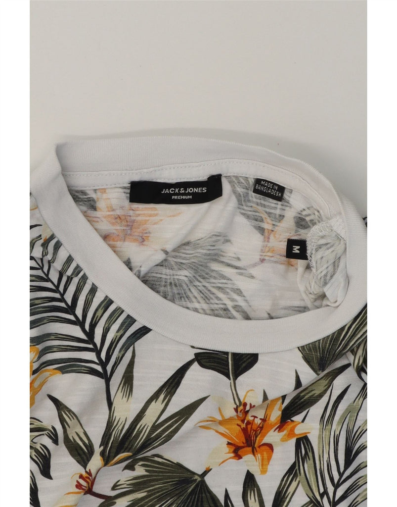 JACK & JONES Mens T-Shirt Top Medium White Floral Cotton Vintage Jack & Jones and Second-Hand Jack & Jones from Messina Hembry 