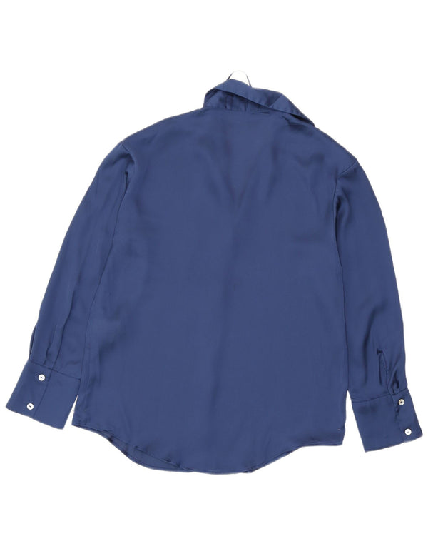 Zara Womens Oversized Shirt Blouse UK 6 XS Blue Polyester