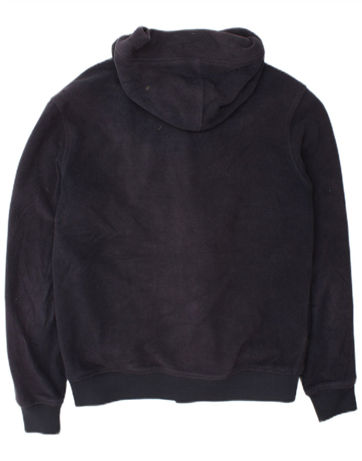 Zara Womens Hooded Duffle Fleece Jacket UK 14 Medium Navy Blue Polyester