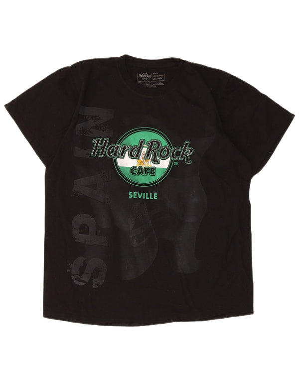Hard Rock Cafe Womens Seville Graphic T-Shirt Top UK 14 Medium Black Cotton