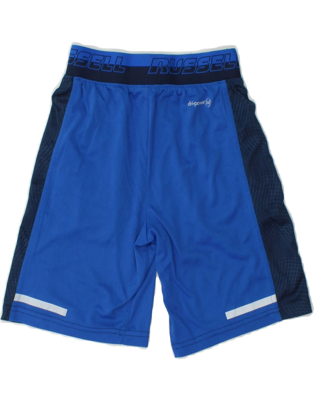 RUSSELL ATHLETIC Boys Dri-Power Sport Shorts 7-8 Years Medium Blue Vintage Russell Athletic and Second-Hand Russell Athletic from Messina Hembry 