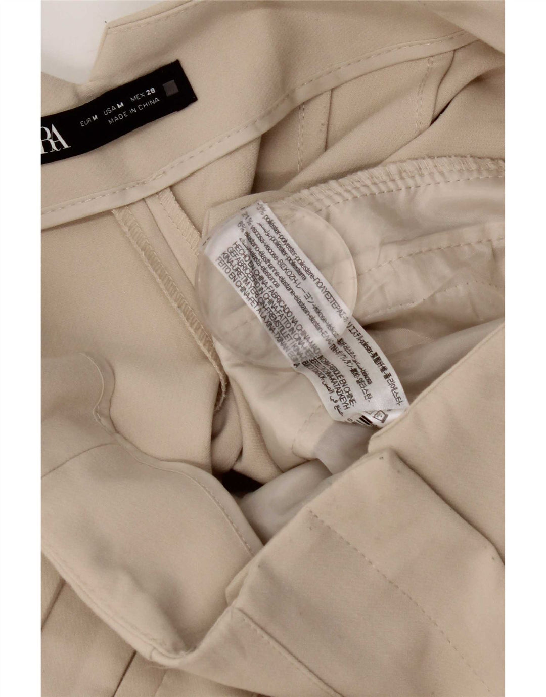 Zara Womens Tapered Suit Trousers Medium W28 L26 Off White Polyester