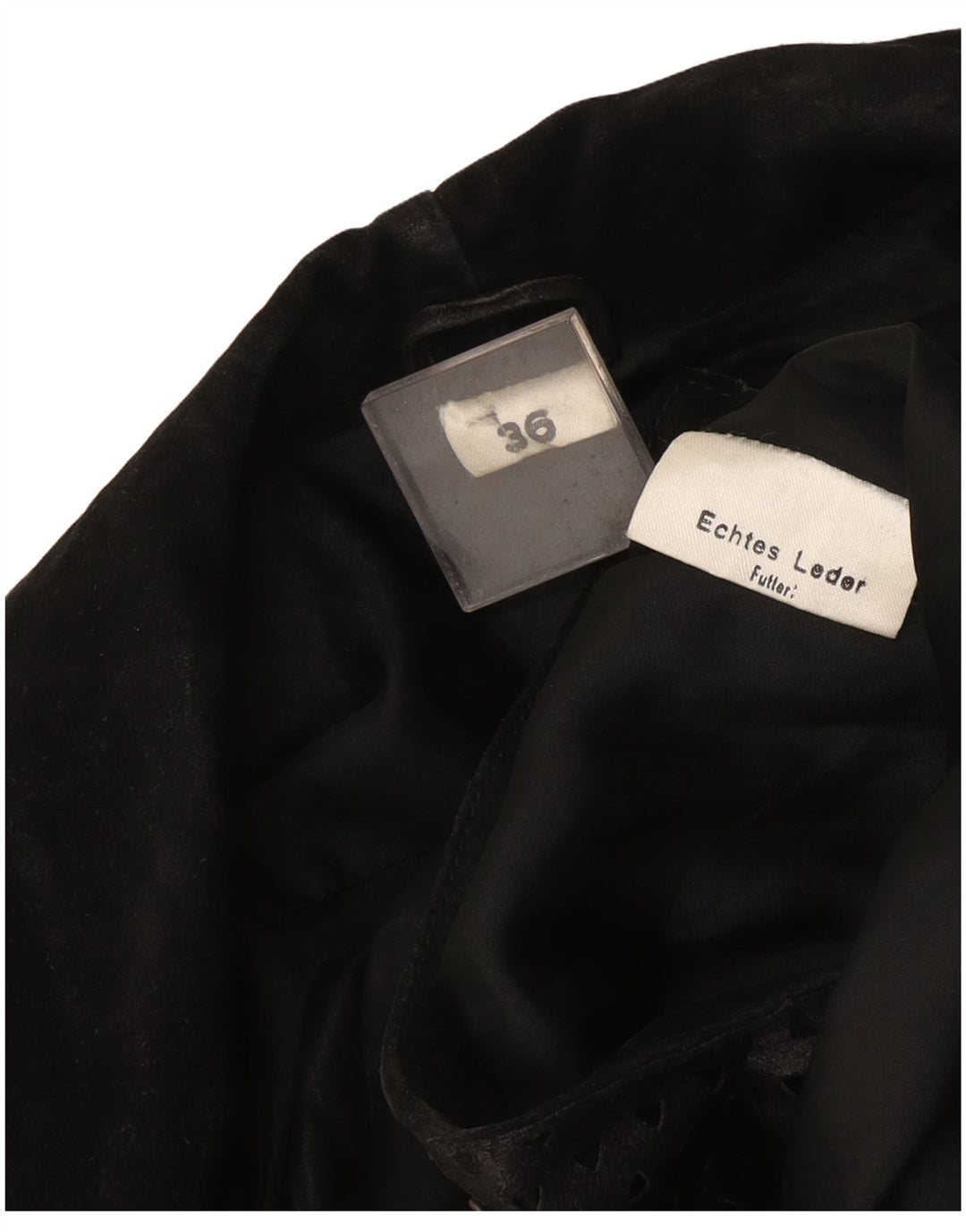 Vintage Womens Leather Coat EU 36 XS Black Leather