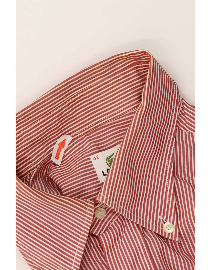 Lacoste Mens Shirt Size 42 Large Red Striped Cotton