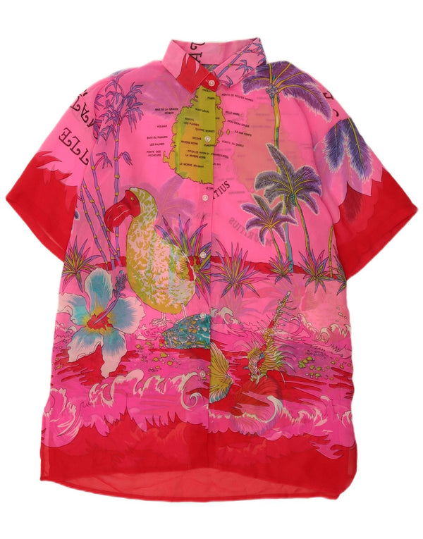 Vintage Womens Mauritius Shirt Blouse UK 22 3XL Pink Floral Tropical