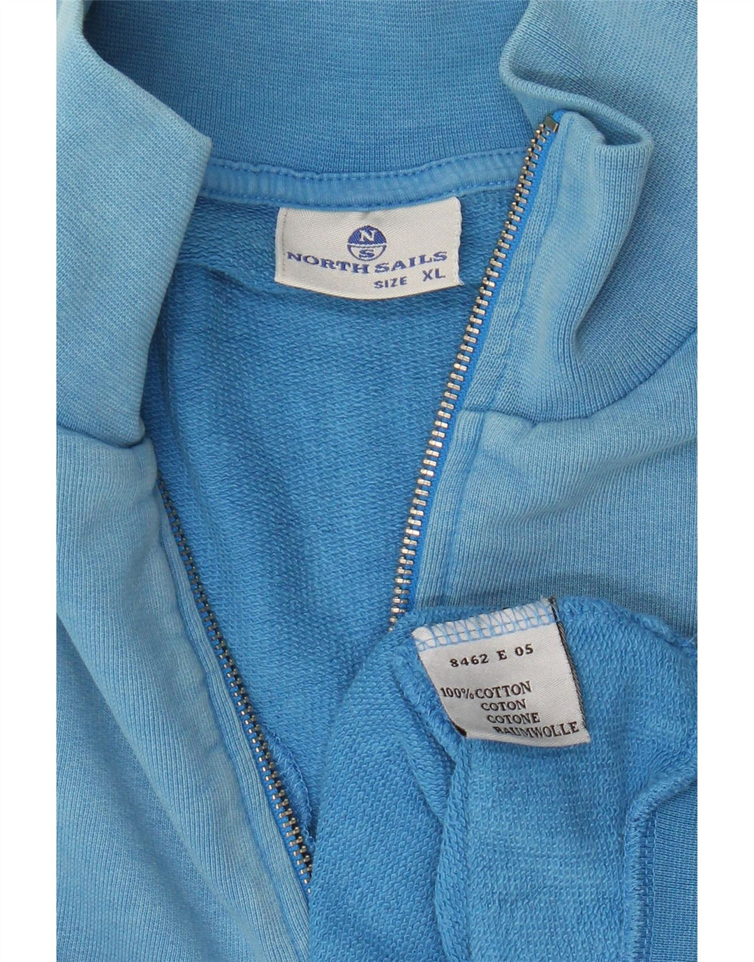 North Sails Mens Graphic Zip Neck Sweatshirt Jumper XL Blue Cotton