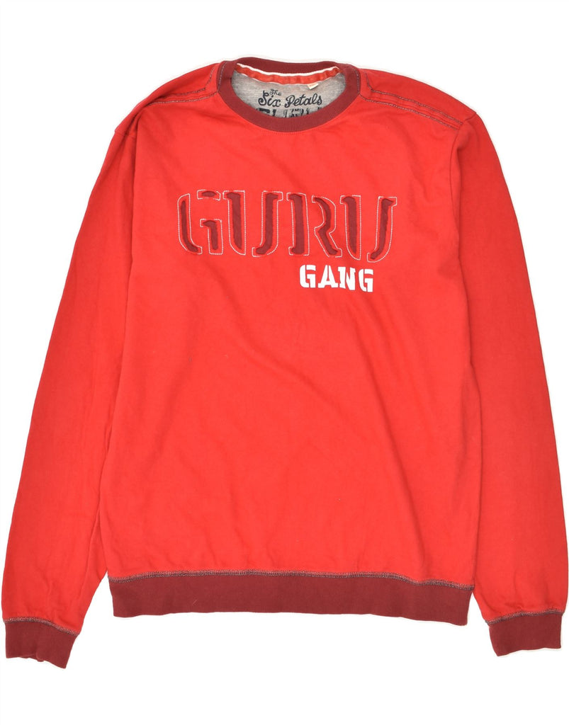 GURU Mens Graphic Sweatshirt Jumper 2XL Red Cotton | Vintage Guru | Thrift | Second-Hand Guru | Used Clothing | Messina Hembry 