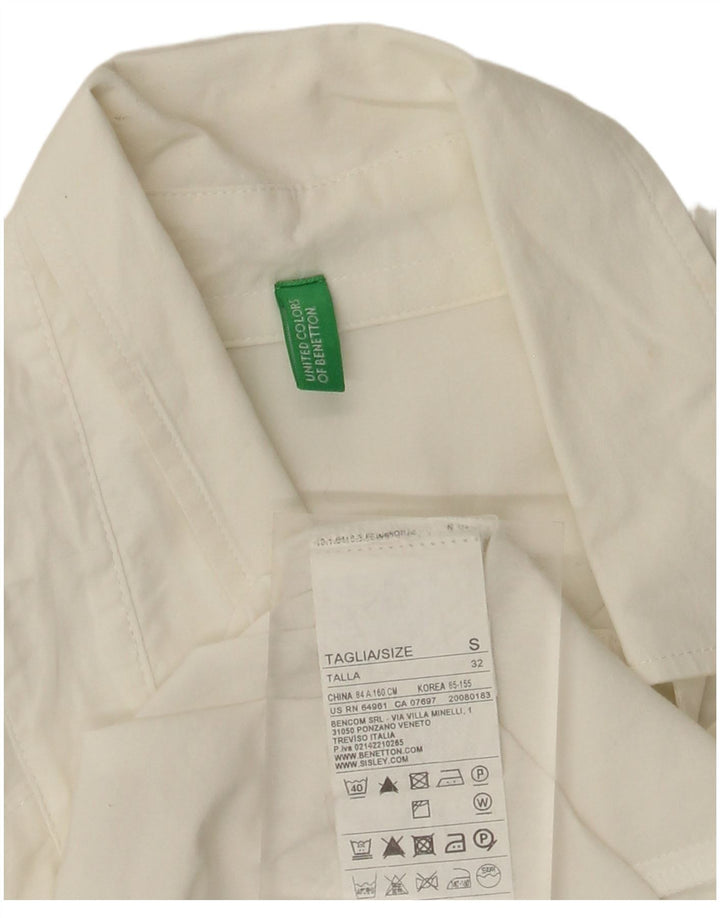 Benetton Womens Pullover Shirt UK 10 Small White Cotton