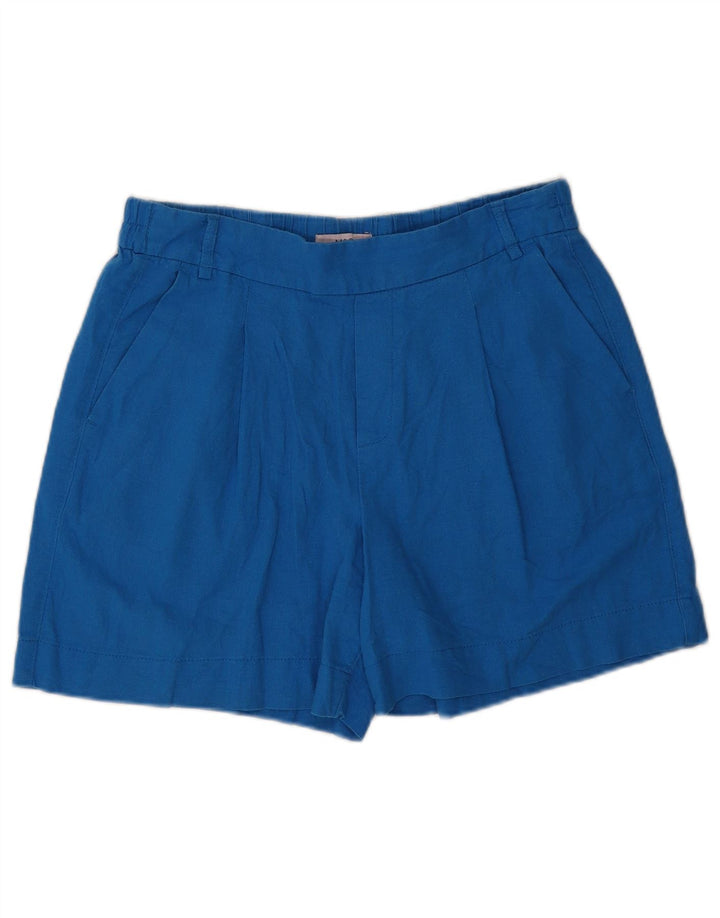 MARKS & SPENCER Womens Chino Shorts UK 12 Medium W32 Blue Linen