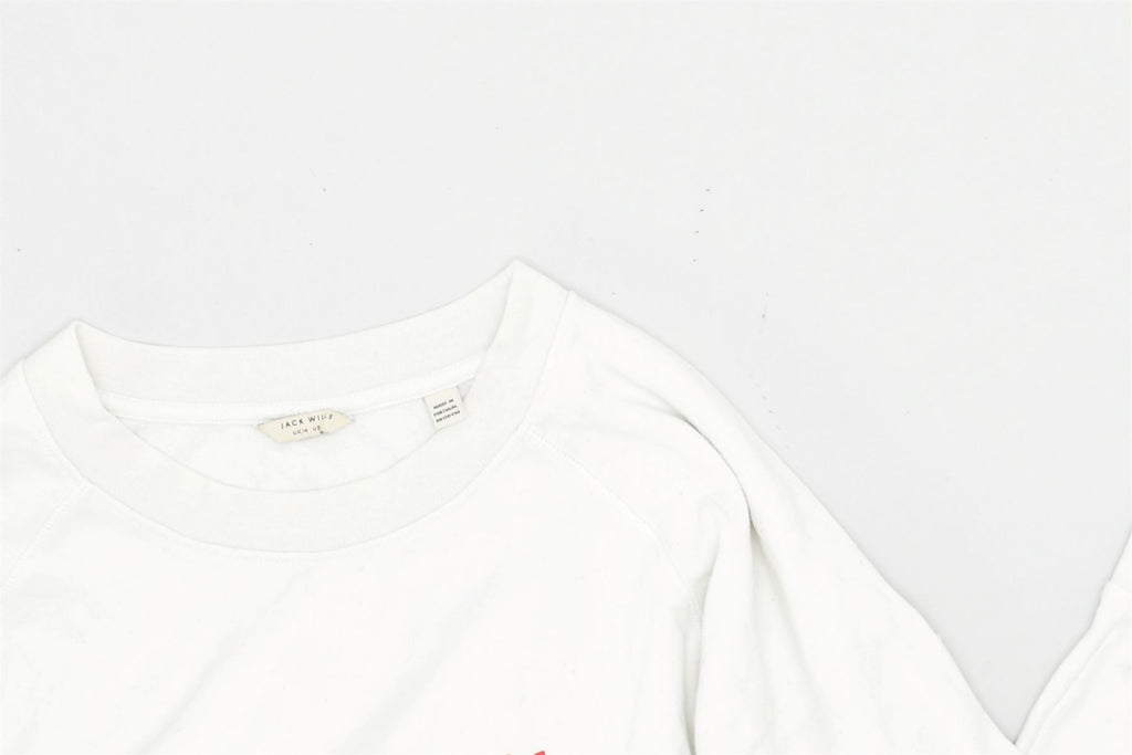 JACK WILLS Womens Graphic Sweatshirt Jumper UK 14 Large White | Vintage | Thrift | Second-Hand | Used Clothing | Messina Hembry 