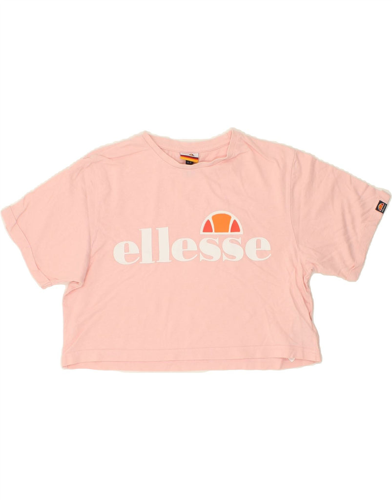 ELLESSE Womens Graphic Crop Top UK 10 Small Pink Cotton Vintage Ellesse and Second-Hand Ellesse from Messina Hembry 