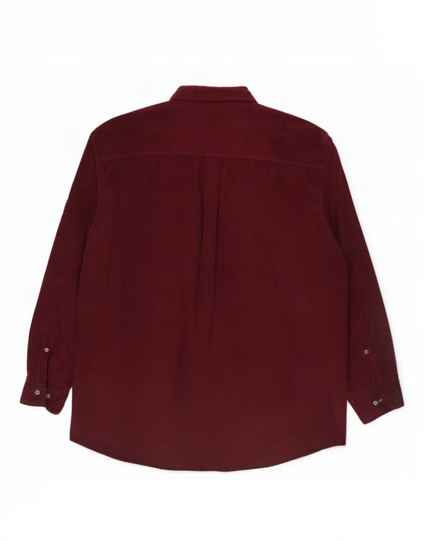 Camargue Mens Corduroy Shirt UK 43/44 XL Burgundy Cotton