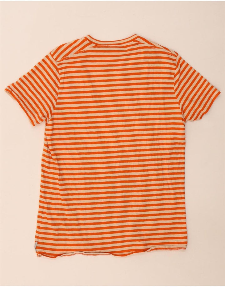 SCOTCH & SODA Womens T-Shirt Top UK 14 Large Orange Striped Cotton