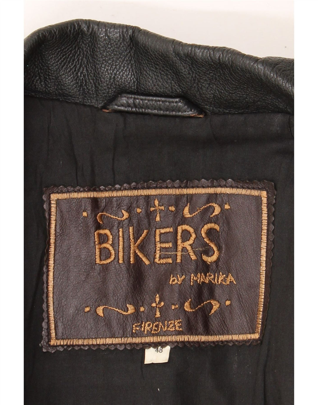 Marika Mens Leather Biker Jacket IT 48 Medium Brown Leather