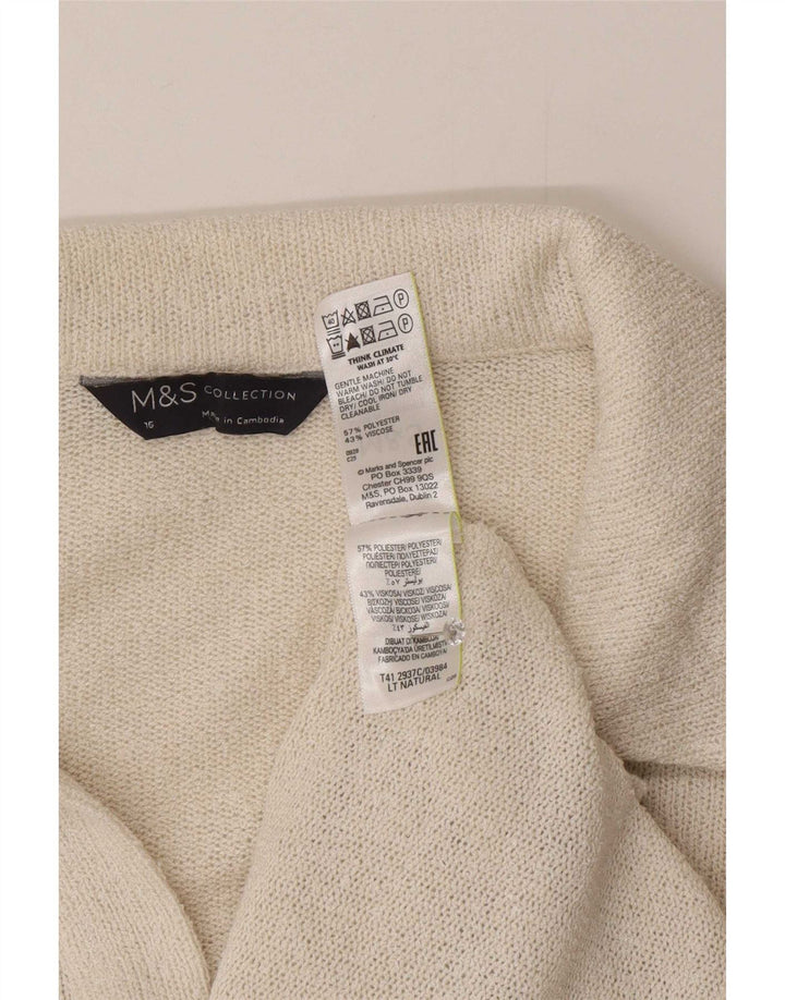 Marks & Spencer Womens Polo Shirt UK 16 Large  Off White Polyester
