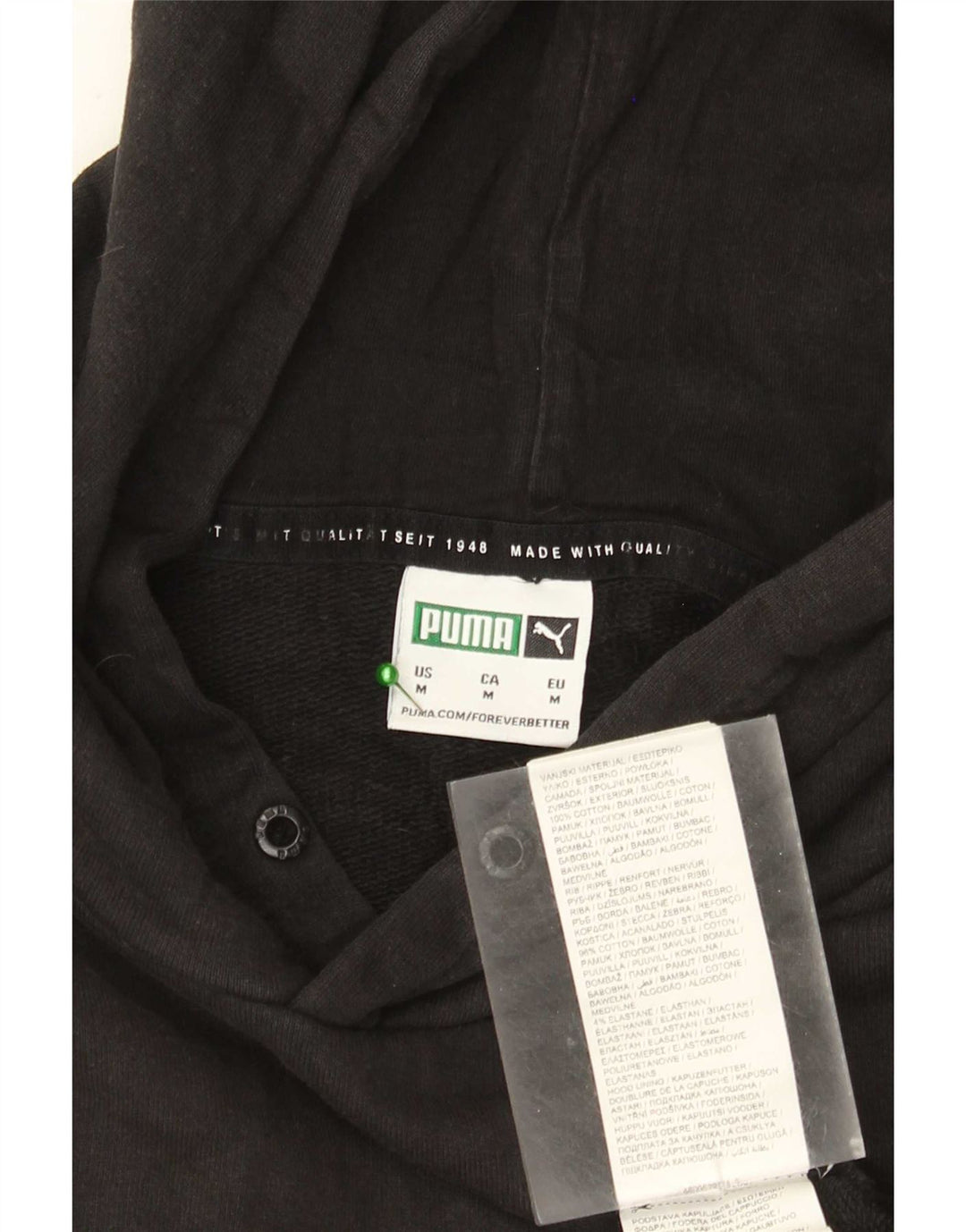 Puma Mens Graphic Hoodie Jumper Medium Black Cotton