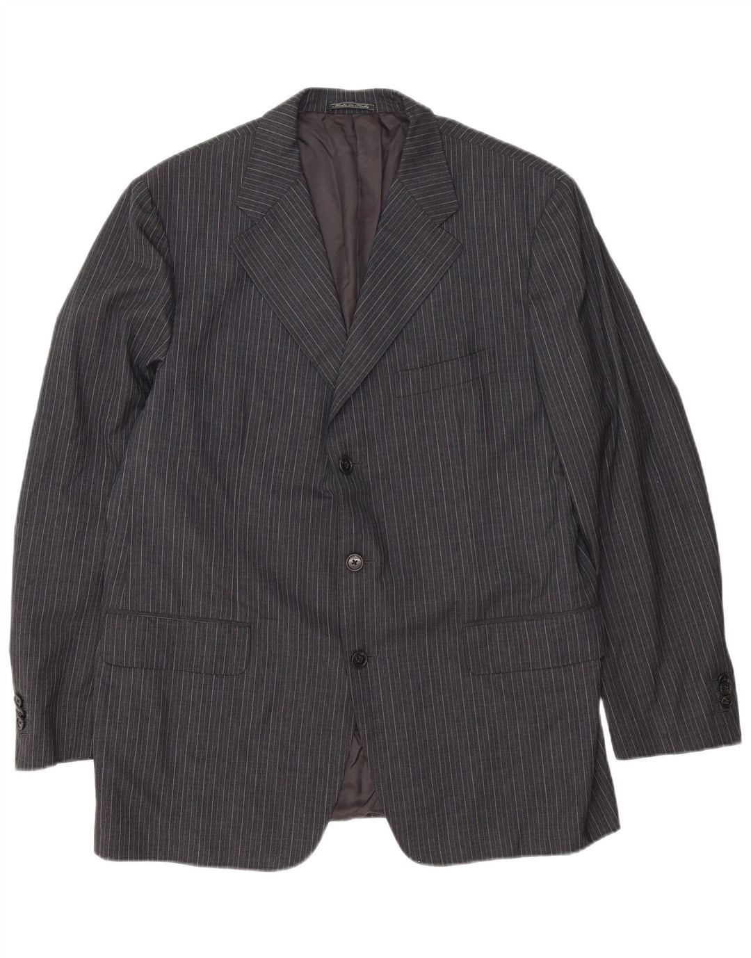 Corneliani Mens 3 Button Blazer Jacket IT 54 2XL Grey Pinstripe Virgin Wool